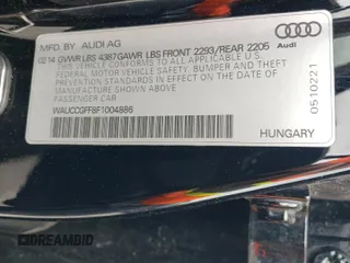 2015 Audi A3 1.8T Premium Plus with VIN WAUCCGFF8F1004886, listed as a Copart auction lot 54758063 with 89,249 mi miles. Bid and sale history available at carsss.com. Image 14.