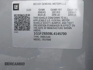 2020 Chevrolet Bolt EV Premier with VIN 1G1FZ6S08L4145700, listed as a IAAI auction lot 41762056 with 13,466 mi miles. Bid and sale history available at carsss.com. Image 9.