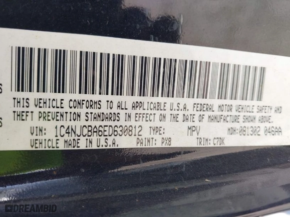 2014 Jeep Compass Sport with VIN 1C4NJCBA6ED630812, listed as a IAAI auction lot 42026664 with 134,445 mi miles. Bid and sale history available at carsss.com. Image 9.
