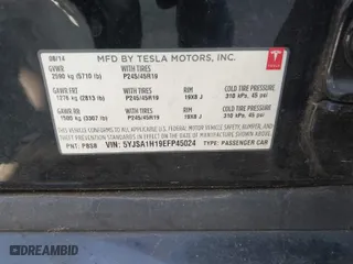 2014 Tesla Model S 60 kWh Battery with VIN 5YJSA1H19EFP45024, listed as a IAAI auction lot 41960222 with 108,573 mi miles. Bid and sale history available at carsss.com. Image 9.