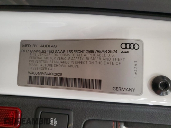 2018 Audi S4 Prestige z VIN WAUC4AF43JA002626, wystawiony jako Copart lot #47585835 z przebiegiem 93 514 mil mil oraz Szkody całkowita. Historia ofert i sprzedaży dostępna na DreamBid. Obrazek 15.