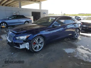 2021 Infiniti Q50 3.0t SENSORY with VIN JN1EV7CP0MM703236, listed as a Copart auction lot 41563465 with 70,474 mi miles and Salvage Title. Bid and sale history available at carsss.com. Image 1.