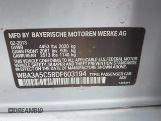 2013 BMW 3 Series 328i with VIN WBA3A5C58DF603194, listed as a IAAI auction lot 41831418 with 172,046 mi miles. Bid and sale history available at carsss.com. Image 9.