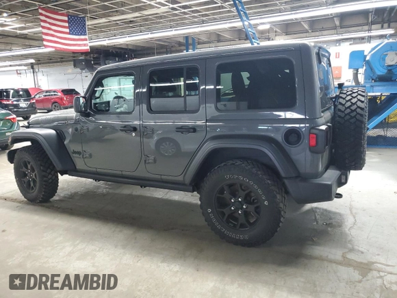 2021 Jeep Wrangler Unlimited Willys with VIN 1C4HJXDN3MW570110, listed as a Copart auction lot 53696535 with 40,166 mi miles and Salvage title. Bid and sale history available at DreamBid. Image 2.