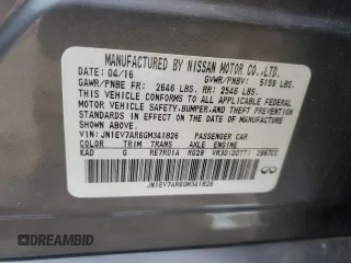 2016 Infiniti Q50 3.0t Premium with VIN JN1EV7AR6GM341826, listed as a Copart auction lot 41967155 with 71,858 mi miles and Salvage Title. Bid and sale history available at carsss.com. Image 12.