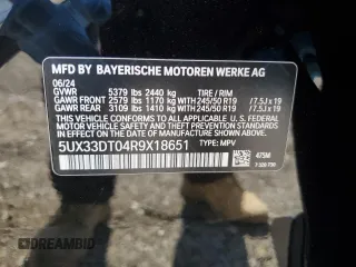 2024 BMW X4 xDrive30i z VIN 5UX33DT04R9X18651, wystawiony jako Copart lot #54733065 z przebiegiem Nie podano mil oraz Szkody całkowita. Historia ofert i sprzedaży dostępna na DreamBid. Obrazek 13.