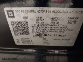 2020 Chevrolet Blazer LT with VIN 3GNKBJRSXLS579127, listed as a IAAI auction lot 41654108 with 30,398 mi miles. Bid and sale history available at carsss.com. Image 9.