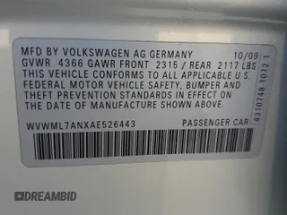 2010 Volkswagen CC Sport with VIN WVWML7ANXAE526443, listed as a Copart auction lot 74626944 with 144,261 mi miles and Salvage Title. Bid and sale history available at carsss.com. Image 13.