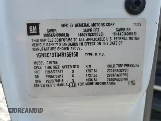 2004 Chevrolet Tahoe LS z VIN 1GNEC13T94R165160, wystawiony jako Copart lot #59994985 z przebiegiem 303 473 mil mil oraz Szkoda całkowita • Salvage title. Historia ofert i sprzedaży dostępna na DreamBid. Obrazek 13.