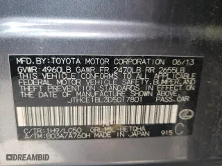 2013 Lexus GS 350 with VIN JTHCE1BL3D5017801, listed as a Copart auction lot 52387515 with 110,331 mi miles and Salvage Title. Bid and sale history available at carsss.com. Image 12.