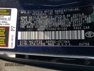 2016 Toyota Camry XLE with VIN 4T1BF1FK0GU161260, listed as a Copart auction lot 55325505 with 179,334 mi miles and Salvage Title. Bid and sale history available at DreamBid. Image 12.