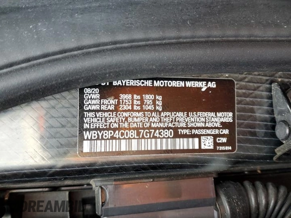 2020 BMW i3 z VIN WBY8P4C08L7G74380, wystawiony jako Copart lot #40858024 z przebiegiem 34 379 mil mil oraz . Historia ofert i sprzedaży dostępna na DreamBid. Obrazek 12.