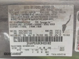 2012 Ford Fusion SEL with VIN 3FAHP0JG8CR433182, listed as a IAAI auction lot 41915432 with 162,059 mi miles. Bid and sale history available at carsss.com. Image 9.