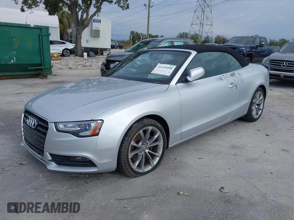 2013 Audi A5 Premium Plus with VIN WAULFAFH1DN001095, listed as a IAAI auction lot 41249488 with 69,316 mi miles. Bid and sale history available at carsss.com. Image 2.