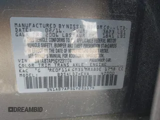 2016 Nissan Sentra SV with VIN 3N1AB7AP5GY231174, listed as a IAAI auction lot 42044575 with 107,193 mi miles and . Bid and sale history available at carsss.com. Image 9.