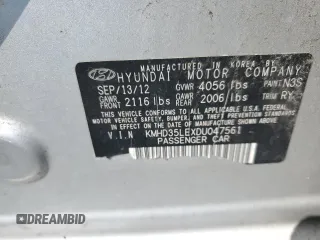 2013 Hyundai Elantra GT with VIN KMHD35LEXDU047561, listed as a Copart auction lot 68284264 with 82,462 mi miles and Salvage Title. Bid and sale history available at carsss.com. Image 12.