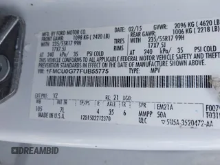 2015 Ford Escape SE with VIN 1FMCU0G77FUB55775, listed as a IAAI auction lot 41744893 with 164,178 mi miles and . Bid and sale history available at DreamBid. Image 9.