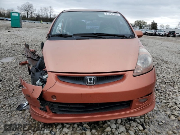 2007 Honda Fit Sport with VIN JHMGD38687S017896, listed as a Copart auction lot 51041155 with 184,977 mi miles and Salvage Title. Bid and sale history available at carsss.com. Image 5.