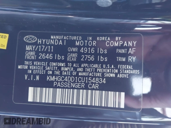 2012 Hyundai Genesis 3.8L z VIN KMHGC4DD1CU154834, wystawiony jako IAAI lot #40749774 z przebiegiem 186 855 mil mil oraz . Historia ofert i sprzedaży dostępna na DreamBid. Obrazek 9.