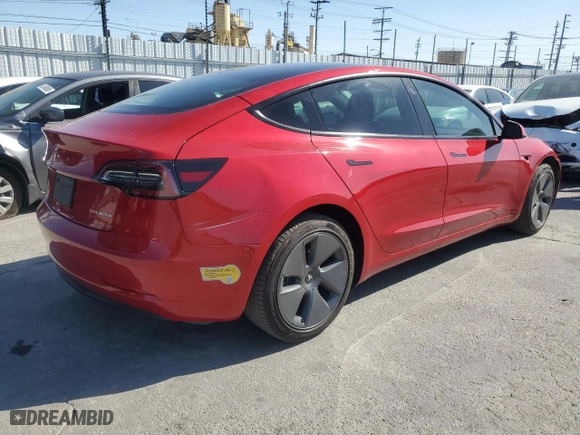 2022 Tesla Model 3 Long Range with VIN 5YJ3E1EB1NF273763, listed as a Copart auction lot 52779035 with 58,283 mi miles and Salvage Title. Bid and sale history available at carsss.com. Image 3.