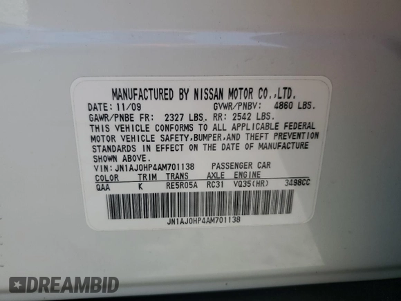 2010 Infiniti EX Journey with VIN JN1AJ0HP4AM701138, listed as a Copart auction lot 66234234 with 80,156 mi miles and Salvage Title. Bid and sale history available at carsss.com. Image 13.