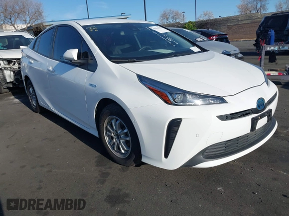 2021 Toyota Prius L Eco with VIN JTDKAMFU0M3149875, listed as a IAAI auction lot 41966010 with 99,542 mi miles. Bid and sale history available at carsss.com. Image 1.