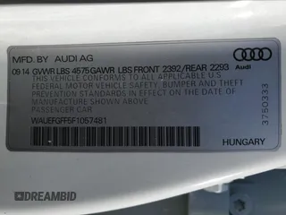 2015 Audi A3 2.0T Premium Plus with VIN WAUEFGFF5F1057481, listed as a Copart auction lot 78165823 with 64,494 mi miles. Bid and sale history available at carsss.com. Image 12.