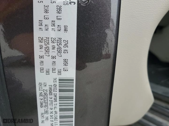 2015 Dodge Grand Caravan SXT with VIN 2C4RDGCG3FR671982, listed as a Copart auction lot 42424655 with 115,946 mi miles and Salvage Title. Bid and sale history available at carsss.com. Image 14.