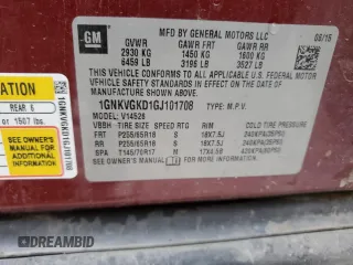 2016 Chevrolet Traverse LT with VIN 1GNKVGKD1GJ101708, listed as a Copart auction lot 76023524 with 170,357 mi miles and Salvage Title. Bid and sale history available at DreamBid. Image 13.