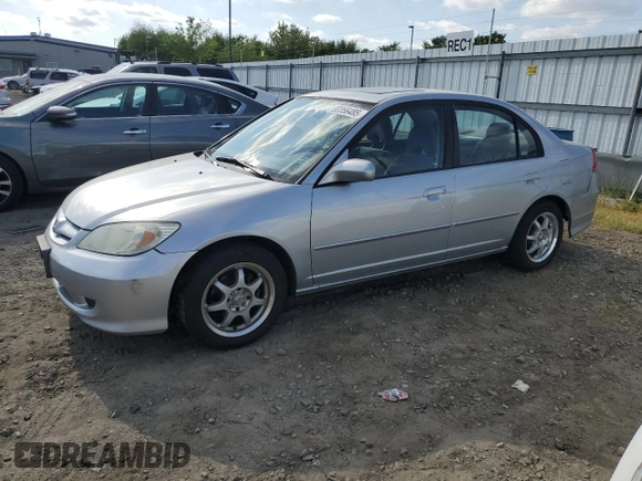 2004 Honda Civic EX with VIN 2HGES26894H502338, listed as a Copart auction lot 53356485 with 129,593 mi miles and Salvage Title. Bid and sale history available at carsss.com. Image 1.