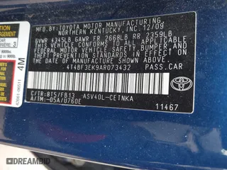 2010 Toyota Camry with VIN 4T4BF3EK9AR073432, listed as a IAAI auction lot 41674250 with 216,969 mi miles. Bid and sale history available at carsss.com. Image 9.