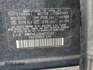2017 Hyundai Azera Limited with VIN KMHFH4JG6HA590051, listed as a Copart auction lot 53734085 with 101,466 mi miles and Salvage Title. Bid and sale history available at carsss.com. Image 12.