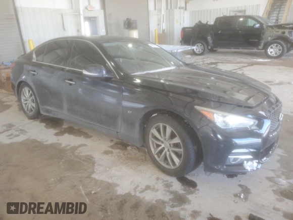 2015 Infiniti Q50 Premium with VIN JN1BV7AP1FM340177, listed as a Copart auction lot 45516215 with 76,116 mi miles and Salvage Title. Bid and sale history available at carsss.com. Image 4.