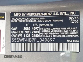 2015 Mercedes-Benz C 300 z VIN 55SWF4JB7FU049897, wystawiony jako IAAI lot #41795671 z przebiegiem 137 194 mil mil oraz . Historia ofert i sprzedaży dostępna na DreamBid. Obrazek 9.
