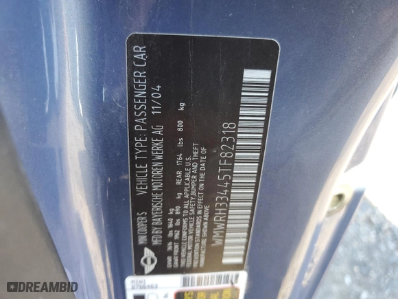 2005 MINI Cooper Convertible S with VIN WMWRH33445TF82318, listed as a Copart auction lot 87230444 with 88,199 mi miles and Salvage Title. Bid and sale history available at carsss.com. Image 12.