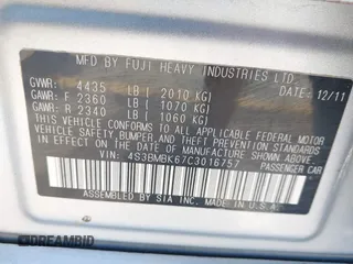 2012 Subaru Legacy Limited with VIN 4S3BMBK67C3016757, listed as a IAAI auction lot 42292463 with 231,877 mi miles and . Bid and sale history available at DreamBid. Image 9.