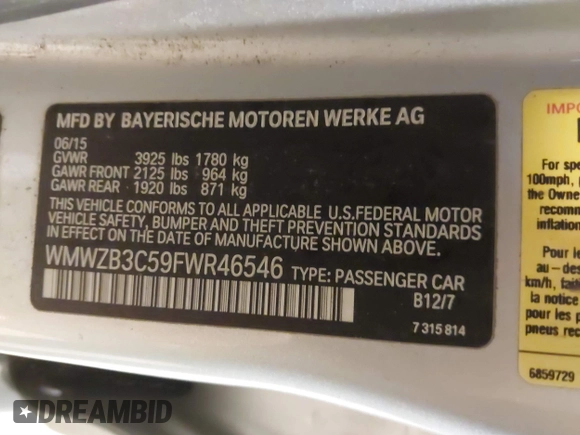 2015 MINI Countryman z VIN WMWZB3C59FWR46546, wystawiony jako IAAI lot #41687489 z przebiegiem 95 734 mil mil oraz . Historia ofert i sprzedaży dostępna na DreamBid. Obrazek 9.