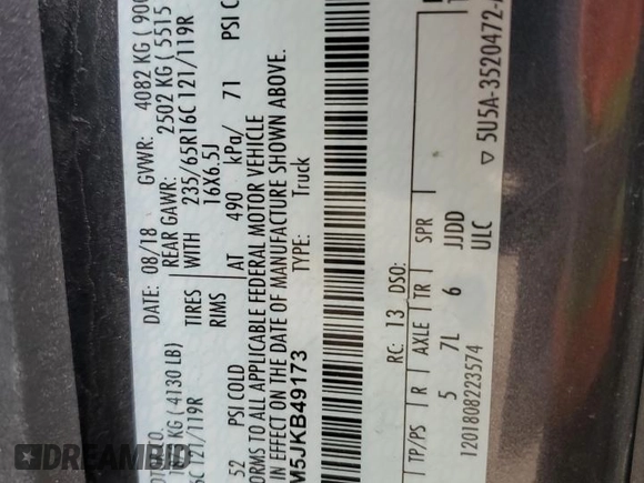 2018 Ford Transit z VIN 1FTYR2CM5JKB49173, wystawiony jako Copart lot #48511685 z przebiegiem Nie podano mil oraz Nie do naprawy. Historia ofert i sprzedaży dostępna na DreamBid. Obrazek 13.