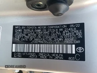 2022 Toyota Corolla LE with VIN JTDEPMAE5NJ227723, listed as a Copart auction lot 83237564 with 38,831 mi miles and Salvage Title. Bid and sale history available at carsss.com. Image 14.