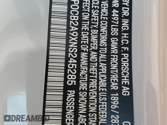 2022 Porsche 911 Carrera S z VIN WP0CB2A9XNS245285, wystawiony jako Copart lot #74853254 z przebiegiem Nie podano mil oraz Nie do naprawy • Non repairable. Historia ofert i sprzedaży dostępna na DreamBid. Obrazek 13.