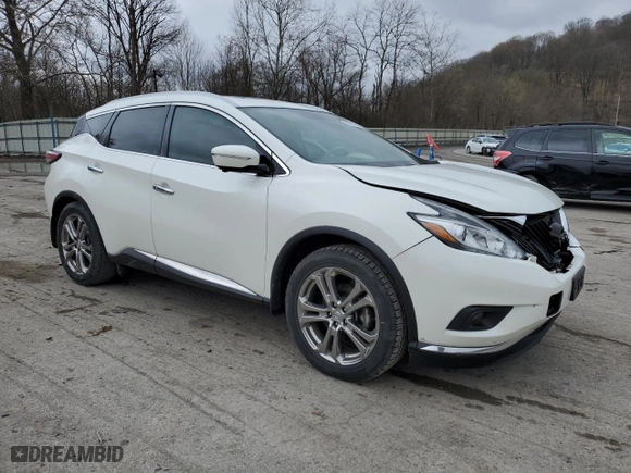2015 Nissan Murano Platinum with VIN 5N1AZ2MH7FN234245, listed as a Copart auction lot 52851735 with 51,084 mi miles and Salvage Title. Bid and sale history available at carsss.com. Image 4.