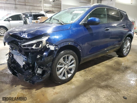 2023 Buick Encore GX Essence with VIN KL4MMGSL6PB096196, listed as a Copart auction lot 43538065 with 14523 miles and Salvage Title. Bid and sale history available at carsss.com. Image 1.