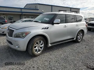 2012 Infiniti QX56 8-passenger with VIN JN8AZ2ND7C9715458, listed as a Copart auction lot 55237145 with 181,213 mi miles and Salvage title. Bid and sale history available at DreamBid. Image 1.