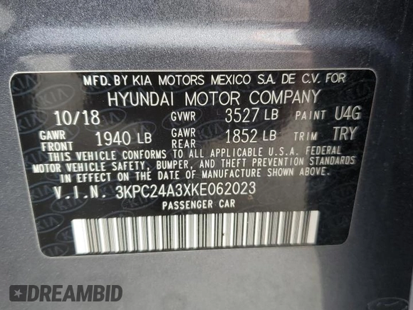 2019 Hyundai Accent SE with VIN 3KPC24A3XKE062023, listed as a Copart auction lot 37082254 with 65,710 mi miles. Bid and sale history available at carsss.com. Image 12.