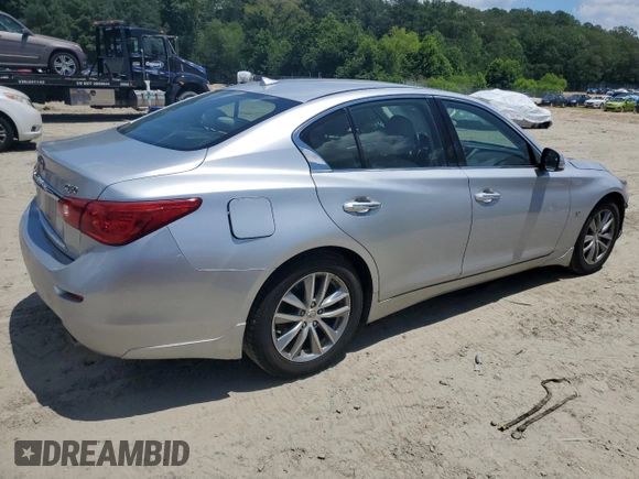 2014 Infiniti Q50 Premium with VIN JN1BV7AR7EM697072, listed as a Copart auction lot 60526535 with 227,626 mi miles and Salvage title. Bid and sale history available at DreamBid. Image 3.