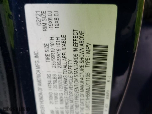2021 Acura RDX w/Technology Package with VIN 5J8TC1H56ML011195, listed as a Copart auction lot 48973105 with 125,287 mi miles and Non Repairable. Bid and sale history available at carsss.com. Image 13.