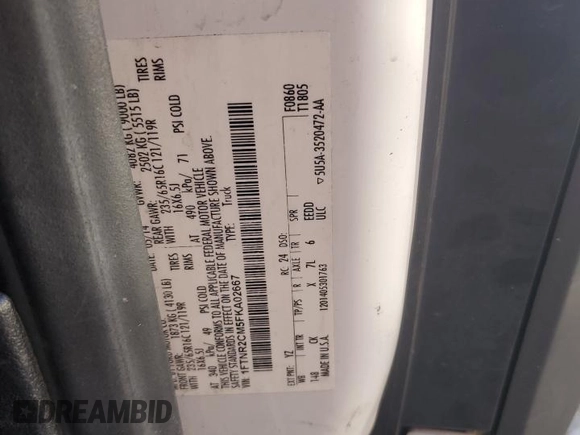 2015 Ford Transit Cargo with VIN 1FTNR2CM5FKA02667, listed as a Copart auction lot 76322464 with Not Provided miles and Salvage Title. Bid and sale history available at DreamBid. Image 14.