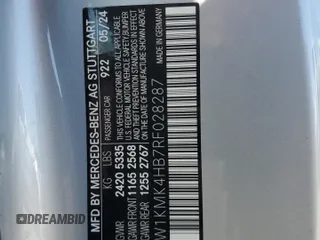 2024 Mercedes-Benz CLE 300 z VIN W1KMK4HB7RF028287, wystawiony jako Copart lot #48544755 z przebiegiem Nie podano mil oraz Szkoda całkowita • Salvage title. Historia ofert i sprzedaży dostępna na DreamBid. Obrazek 12.