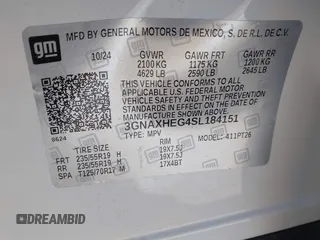 2025 Chevrolet Equinox FWD LT z VIN 3GNAXHEG4SL184151, wystawiony jako IAAI lot #41993066 z przebiegiem 25 mil mil oraz . Historia ofert i sprzedaży dostępna na DreamBid. Obrazek 9.