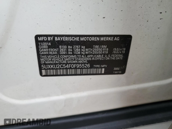 2015 BMW X6 xDrive35i z VIN 5UXKU2C54F0F95526, wystawiony jako Copart lot #45578085 z przebiegiem 97 965 mil mil oraz Szkoda całkowita • Salvage title. Historia ofert i sprzedaży dostępna na DreamBid. Obrazek 12.